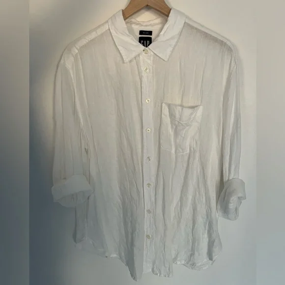 NEW Gap 100% Linen White Oversized Button Down Shirt size Large - Picture 4 of 8